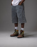 Jacker '3 Stripes' Denim Baggy Shorts - Grey