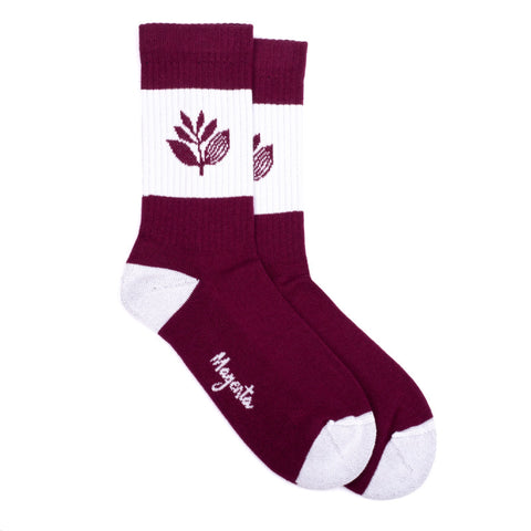 Magenta 'Stripe' Socks - Burgundy