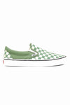 Vans 'Classic Slip-On' Shoes - Shale/True White Checkerboard