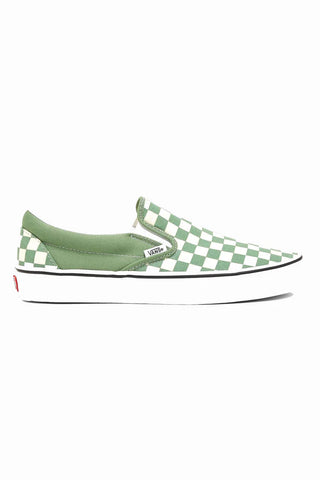 Vans 'Classic Slip-On' Shoes - Shale/True White Checkerboard