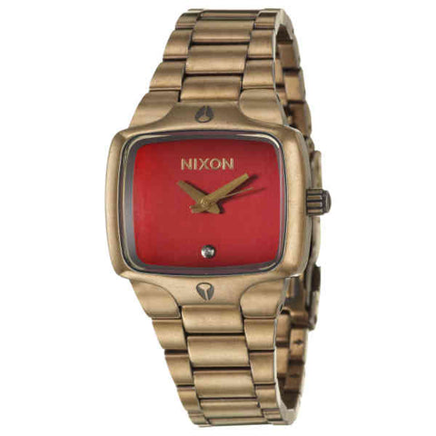 Nixon 'Small Player' Watch - Antique Gold / Red