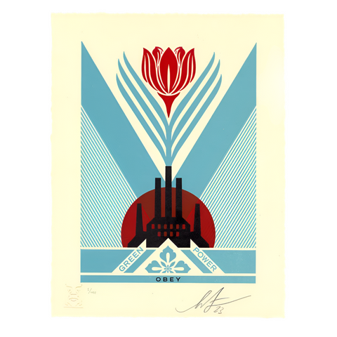 Obey 'Green Power Industry' Sticker - Blue