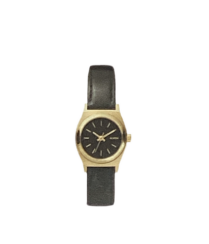 Nixon 'Small Time Teller Leather' Watch - Black / Gold