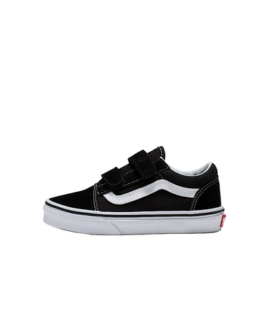 Vans 'Old Skool Velcro' Shoes - Black/True White (KIDS)
