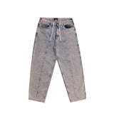Jacker '3 Stripes' Dyed Denim Baggy Pants - Grey/Pink
