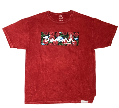 Diamond Supply Co. 'Roses' Vintage Washed Tee - Red