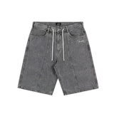 Jacker '3 Stripes' Denim Baggy Shorts - Grey