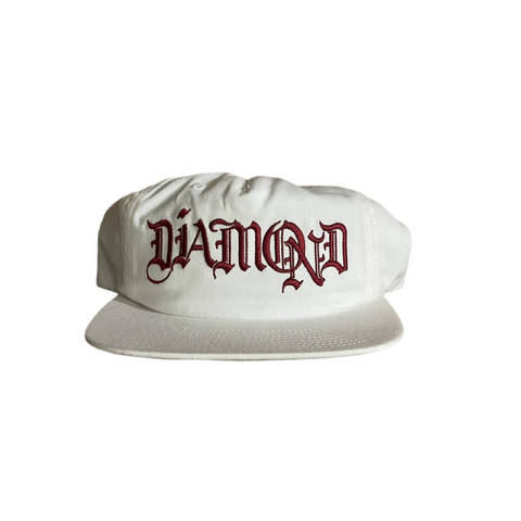 Diamond Supply Co. 'Death Gothic Script' 6-Panel Cap - White/Red
