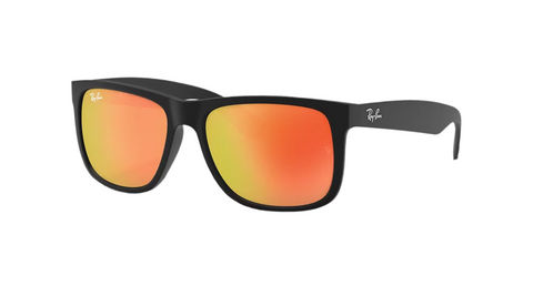 Ray-Ban 'Justin' Sunglasses - Rubber Black / Brown Mirror Orange (ORB4165)