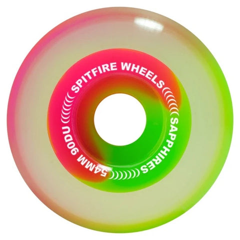 Spitfire 'Sapphires' 90A Wheels 54mm - Pink/Green
