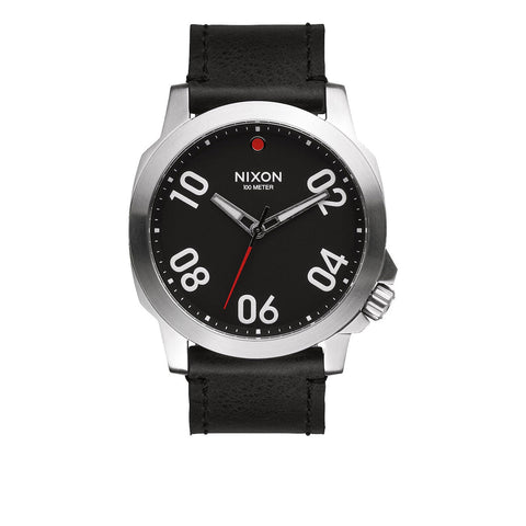 Nixon 'Ranger 45 Leather' Watch - Black/Red