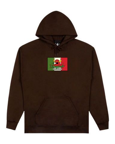 Thrasher x Toy Machine 'Hecho' Hoodie - Dark Chocolate