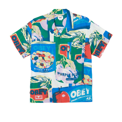 Obey 'Fruit Cans' Short Sleeve Woven - Black Multi