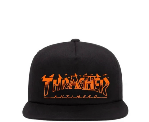 Thrasher x AntiHero 'Pigeon Mag' Snapback Cap - Black/Orange