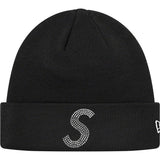 Supreme x New Era x Swarovski 'S Logo' Beanie - Black