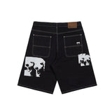 Jacker 'Poodle Pals' Denim Baggy Shorts - Black