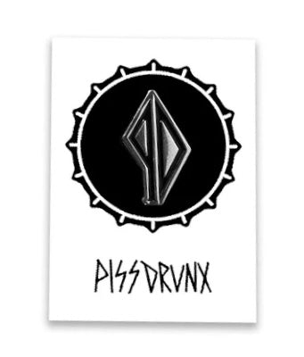 Piss Drunx 'OG Logo' Pin - Silver/Black
