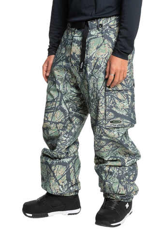 Quiksilver 'Snow Down' Cargo Snow Pants - Woodland Abstract Sea Spray
