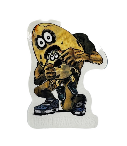 Heroin Skateboards 'Eggzilla Devouring His Son' Sticker - Bone