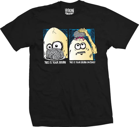 Heroin Skateboards 'Brain On Eggs' Tee - Black