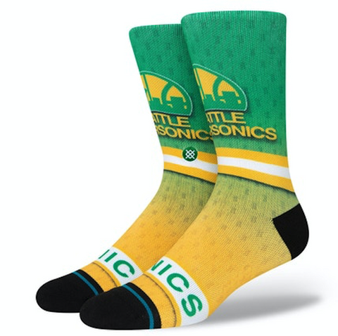 Stance x NBA 'Seattle Supersonic Fader' Crew Socks - Green/Yellow