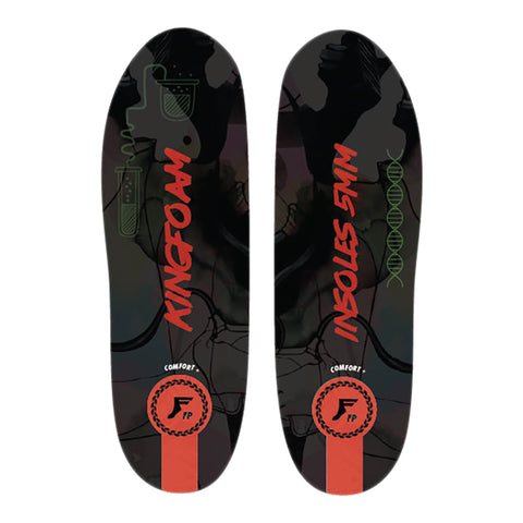 FP Insoles 'Kingfoam Flat' Insoles - Black Camo/Red (5MM)