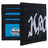 Krooked 'Double OK Script' Bi-Fold Wallet - Black/Blue