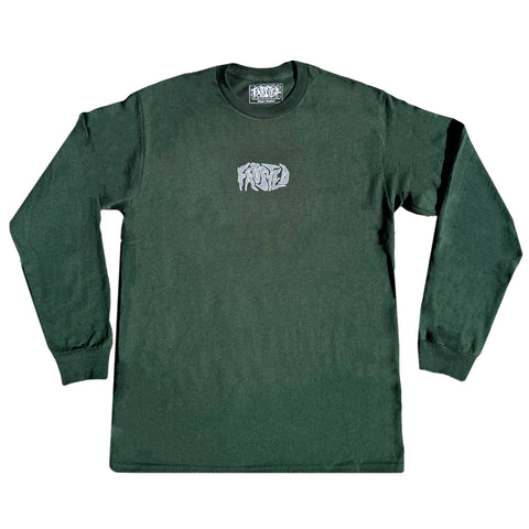Frosted 'Silver Glitch Classic' L/S Tee - Forest Green