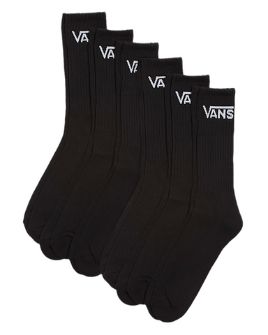 Vans 'Men Classic Crew' Socks - Black (6 pack)