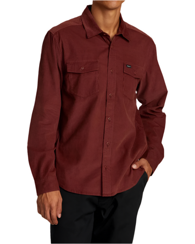RVCA 'Freeman Cord LS' Shirt - Red Earth