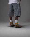 Jacker '3 Stripes' Denim Baggy Shorts - Grey