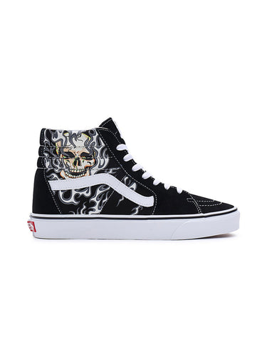 Vans 'Sk8-Hi' Shoes - Flame Skull Black/True White