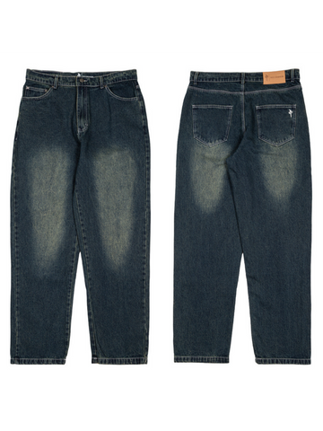 Red Dragon 'Franklin' Baggy Jeans - Yellow Tint/Blue