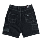 Frosted 'CPU' Baggy Jean Shorts - Off Black