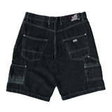 Frosted 'CPU' Baggy Jean Shorts - Off Black