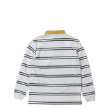 Krooked 'Sun Heart' Rugby L/S Polo - White/Navy/Yellow