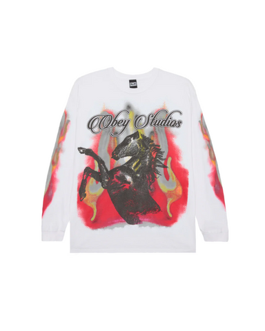 Obey 'Studios Horse' Oversize L/S - White