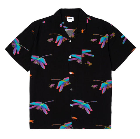 Obey 'Dragon Fly' Short Sleeve Woven - Black Multi