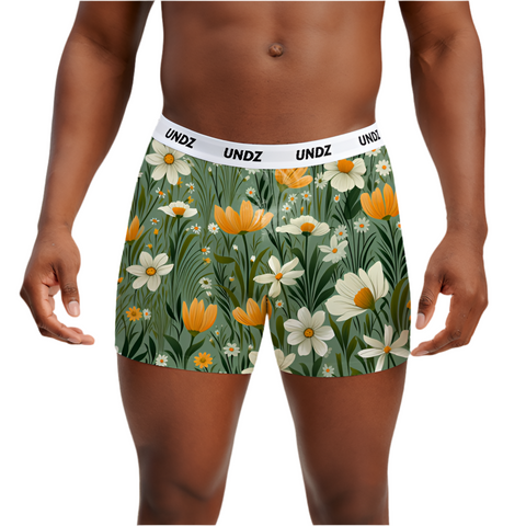 UNDZ 'Men Bamboo' Boxer - Yellow Flowers