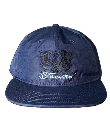 Frosted 'Evil Twins' 6-Panel Clip Buckle Cap - Navy