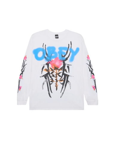 Obey 'Rose Tribal' Oversize L/S - White
