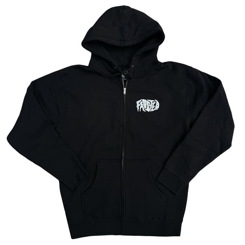 Frosted 'Silver Glitch Classic' Zip-Up Hoodie - Black