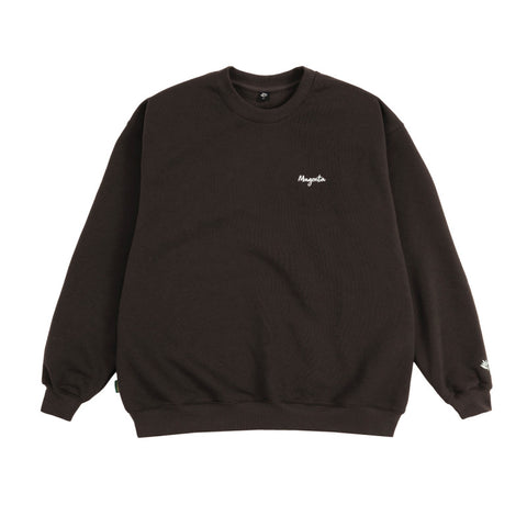 Magenta 'Script' Crewneck - Chocolate