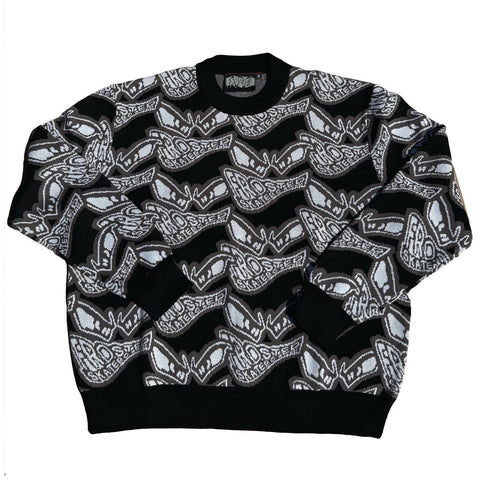 Frosted 'Smile All Over' Knit Sweater - Black