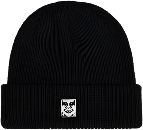 Obey 'Mid Icon Patch Cuff' Beanie - Black