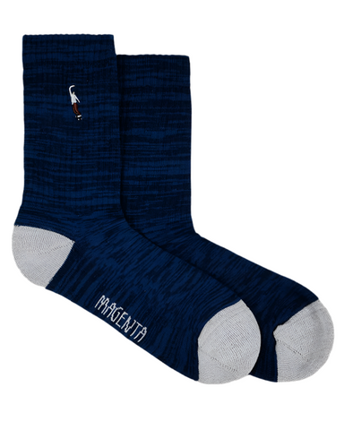 Magenta 'PWS' Socks - Navy