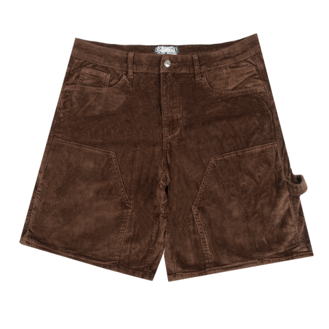 Frosted 'Carpenter Cords' Baggy Shorts - Coffee