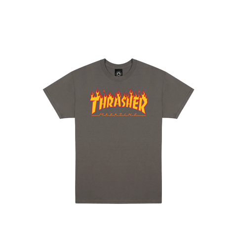 Thrasher 'Flame Logo' Tee - Charcoal