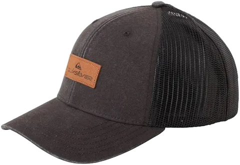 Quiksilver 'Down The Hatch' 6-Panel Mesh Cap - Black/Leather