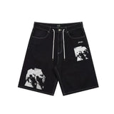Jacker 'Poodle Pals' Denim Baggy Shorts - Black